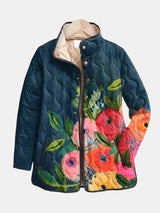 Γυναικείο Vintage Floral Καπιτονέ Μπουφάν
