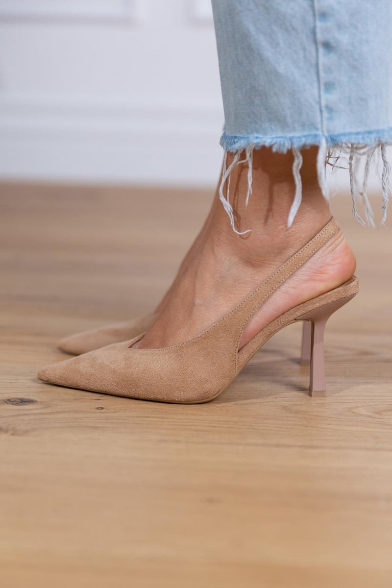 Marlena™ | Nude Γόβες με Χαμηλό Τακούνι