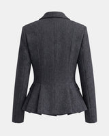 Σακάκι Peplum με Σταυρωτό Κούμπωμα, Πέτο και Στενή Μέση