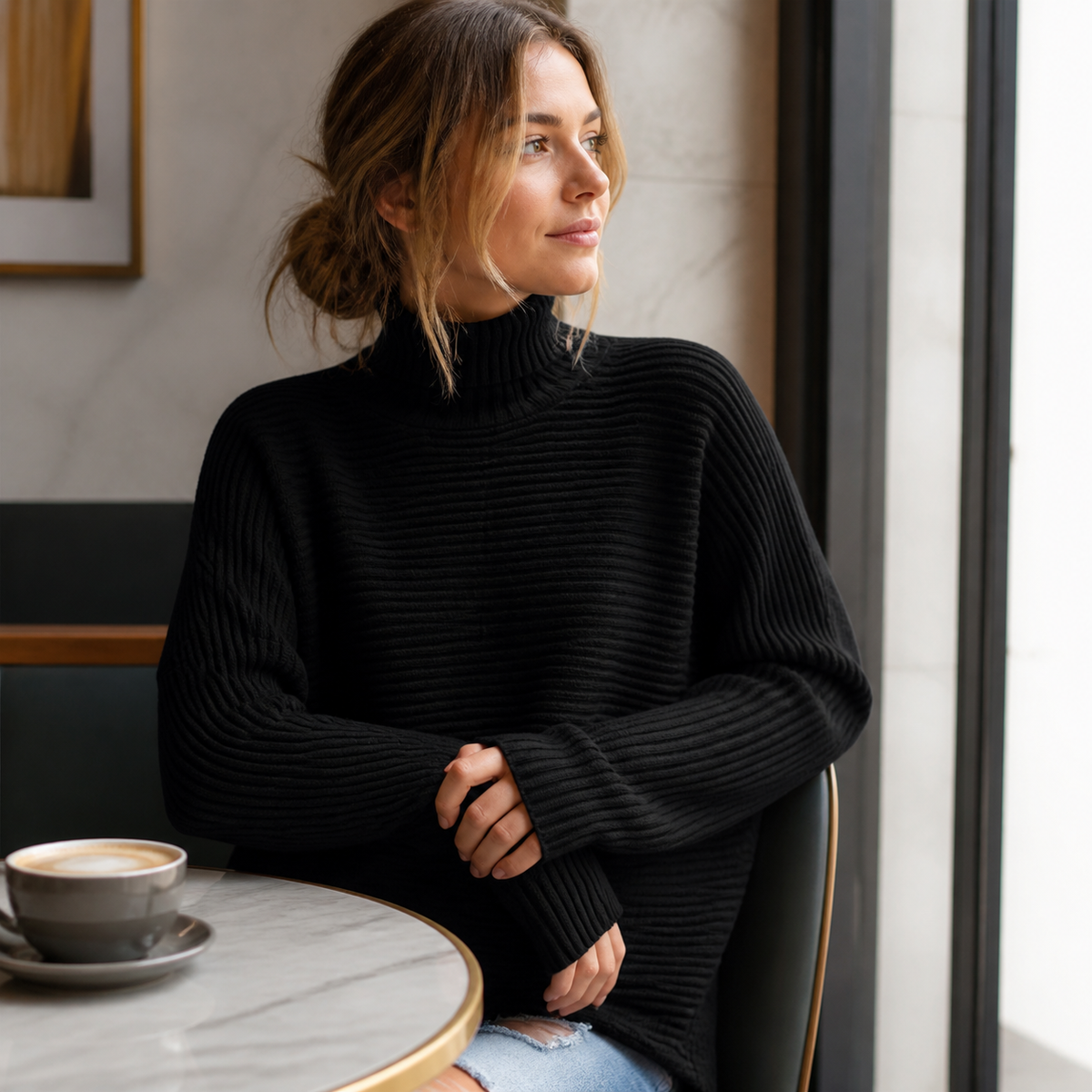 ROSAMINE | Camisola de Gola Alta em Malha Quente