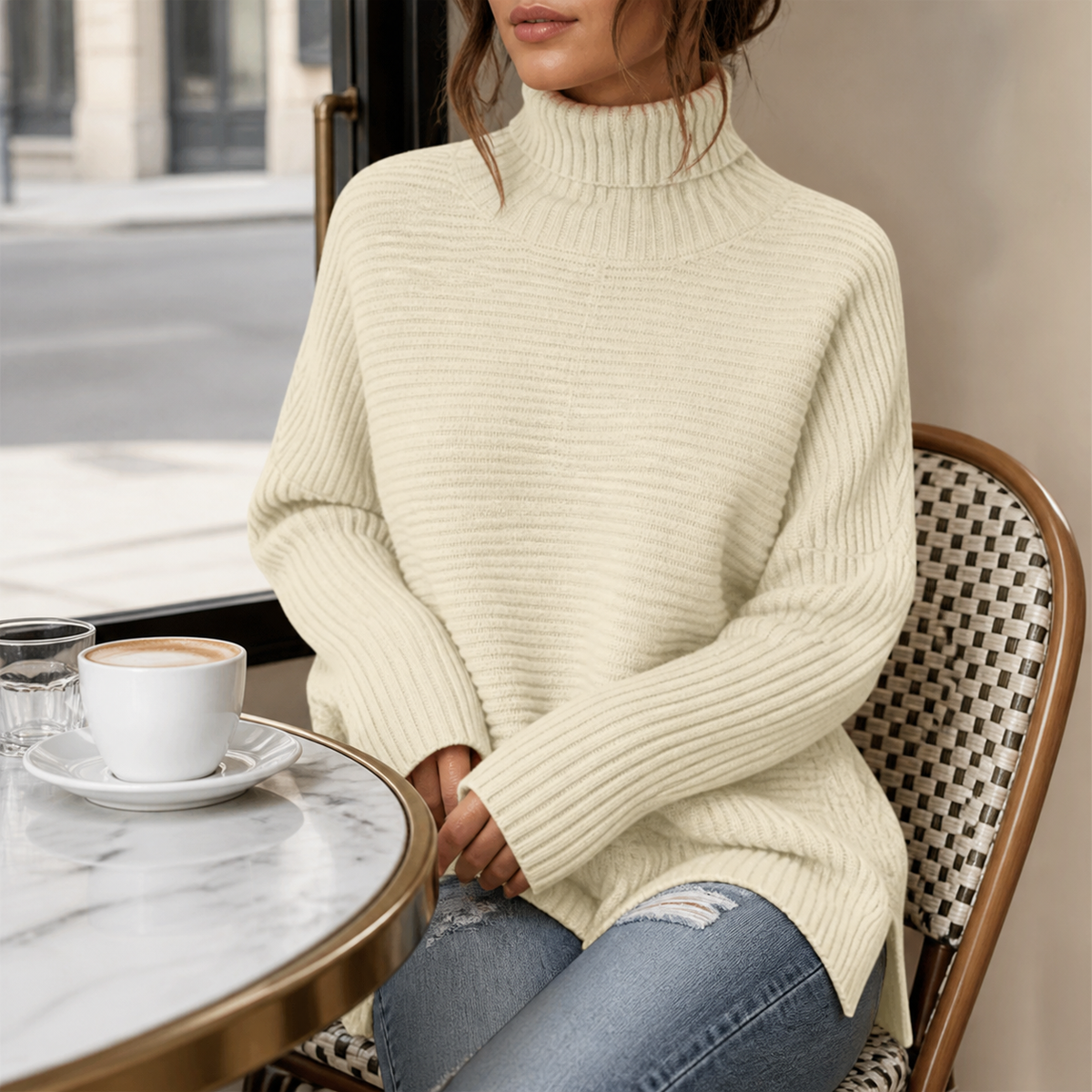 ROSAMINE | Camisola de Gola Alta em Malha Quente