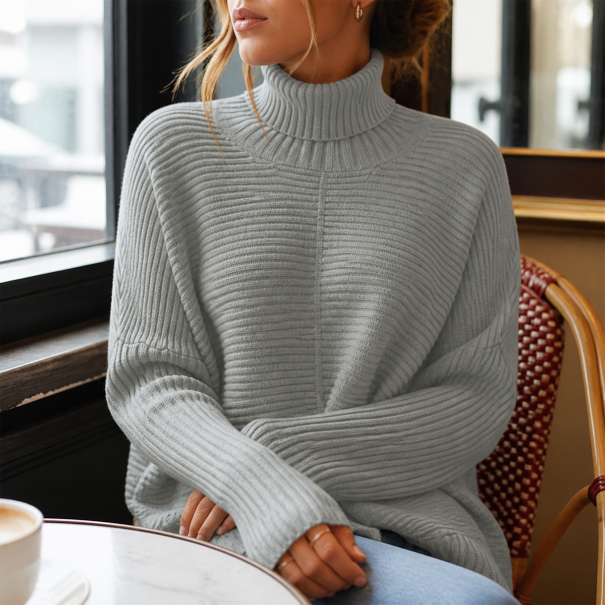 ROSAMINE | Camisola de Gola Alta em Malha Quente