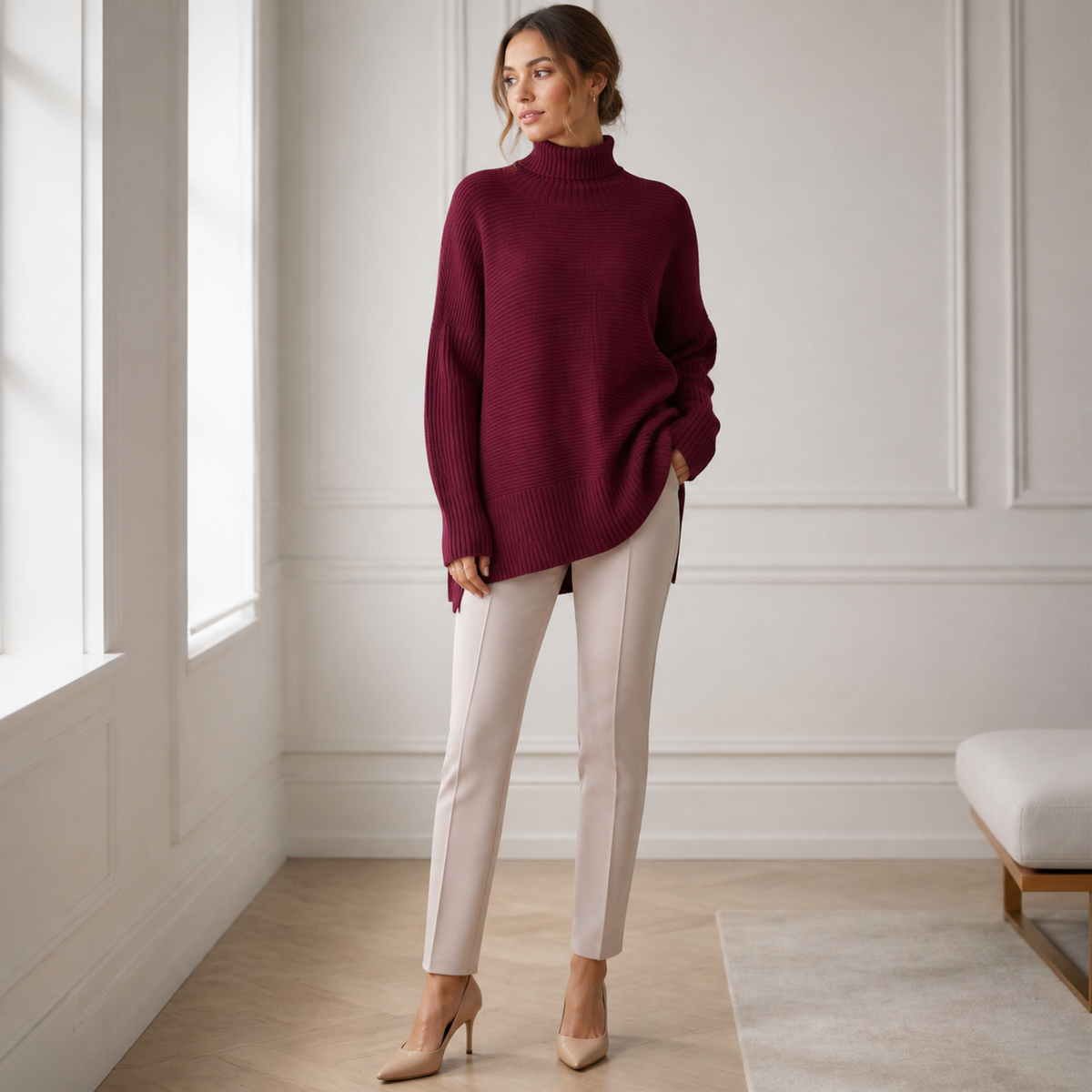 ROSAMINE | Camisola de Gola Alta em Malha Quente